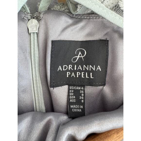 Adrianna Papell Mint Green Lace Overlay Keyhole Back Sheath Dress Size 4 - Picture 13 of 15